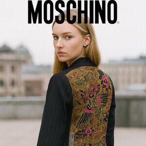 Very Rare, Moschino Embellished Pinstripe Rock Jacket, Sz 10, Vintage Gold!